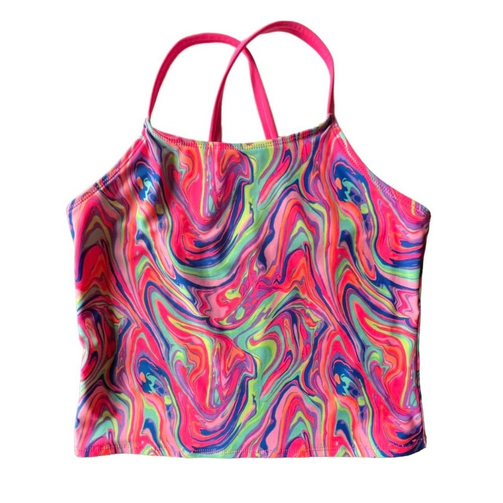 Multi-Colored Trippy Patterned Tankini
